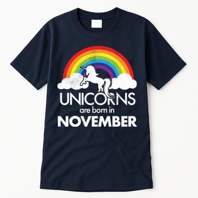Unicorns Are Born In November Rainbow Retro Tall T-Shirt