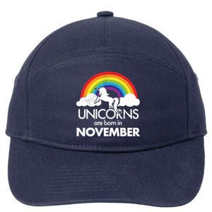 Unicorns Are Born In November Rainbow Retro 7-Panel Snapback Hat