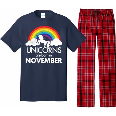 Unicorns Are Born In November Rainbow Retro Pajama Set