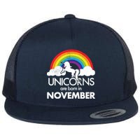 Unicorns Are Born In November Rainbow Retro Flatbill Hat