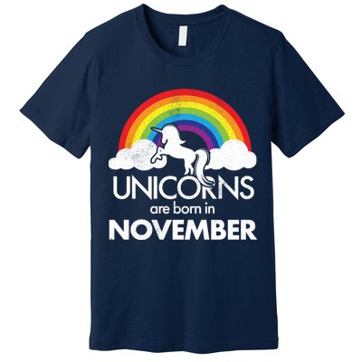 Unicorns Are Born In November Rainbow Retro Premium T-Shirt