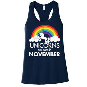 Unicorns Are Born In November Rainbow Retro Women's Racerback Tank