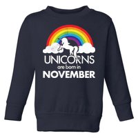 Unicorns Are Born In November Rainbow Retro Toddler Sweatshirt