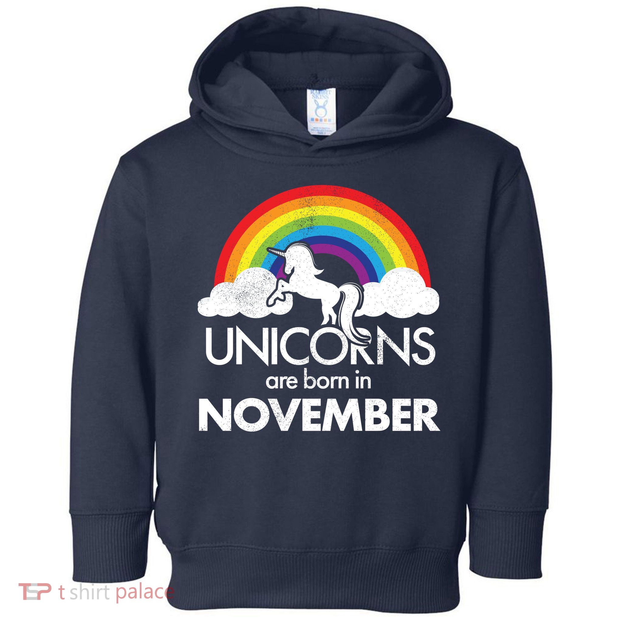 Unicorns Are Born In November Rainbow Retro Toddler Hoodie