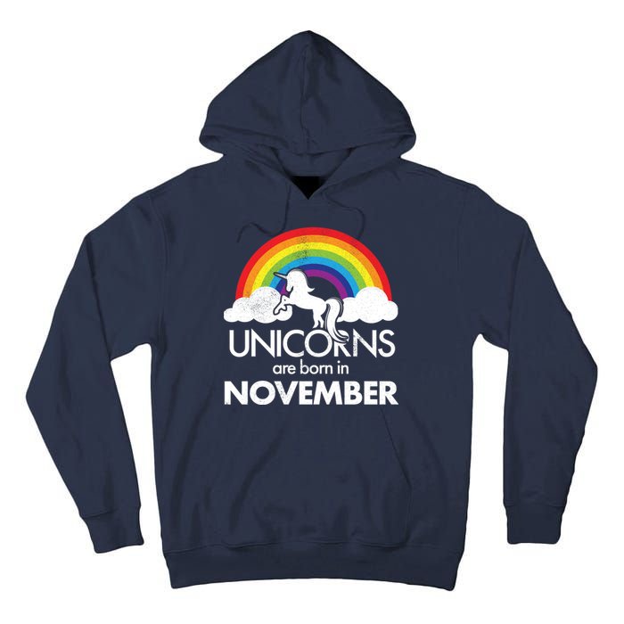 Unicorns Are Born In November Rainbow Retro Tall Hoodie