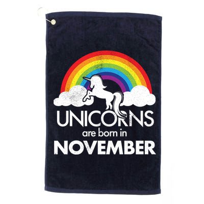 Unicorns Are Born In November Rainbow Retro Golf Towel