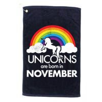 Unicorns Are Born In November Rainbow Retro Golf Towel