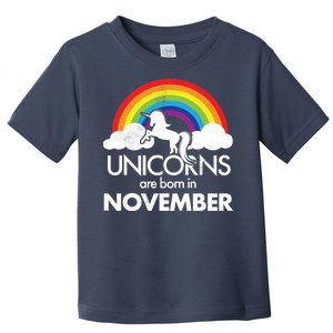 Unicorns Are Born In November Rainbow Retro Toddler T-Shirt