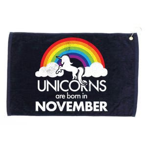 Unicorns Are Born In November Rainbow Retro Grommeted Golf Towel