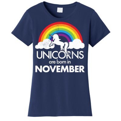 Unicorns Are Born In November Rainbow Retro Women's T-Shirt