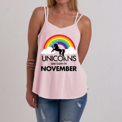 Unicorns Are Born In November Rainbow Retro Women's Strappy Tank