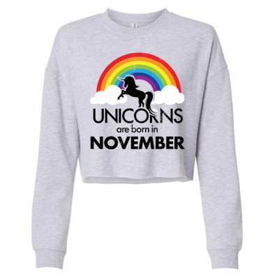 Unicorns Are Born In November Rainbow Retro Cropped Pullover Crew