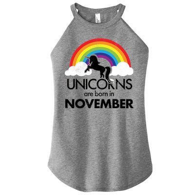 Unicorns Are Born In November Rainbow Retro Women's Perfect Tri Rocker Tank