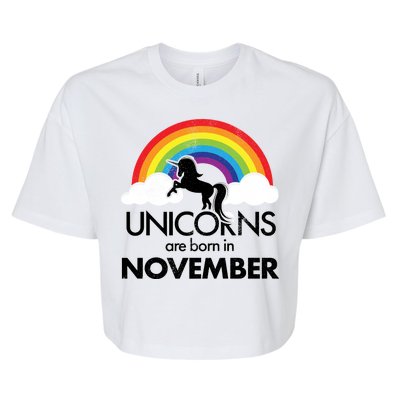 Unicorns Are Born In November Rainbow Retro Bella+Canvas Jersey Crop Tee