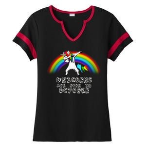 Unicorns Are Born In October Birthday Ladies Halftime Notch Neck Tee