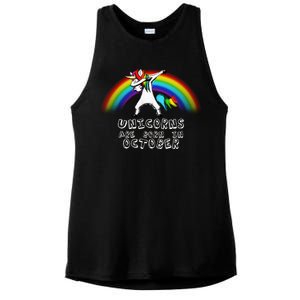 Unicorns Are Born In October Birthday Ladies PosiCharge Tri-Blend Wicking Tank