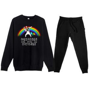 Unicorns Are Born In October Birthday Premium Crewneck Sweatsuit Set