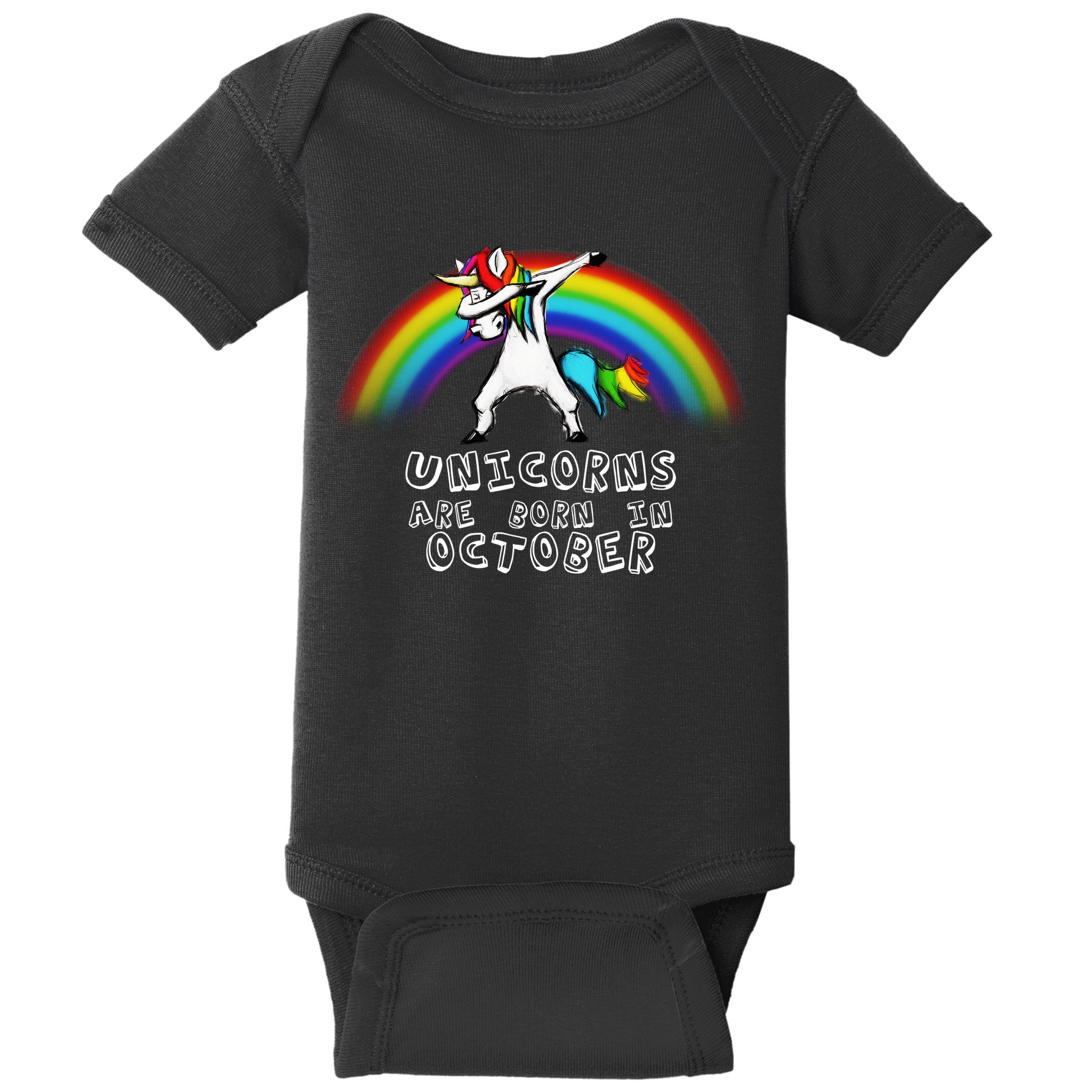Unicorns Are Born In October Birthday Baby Bodysuit