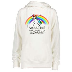 Unicorns Are Born In October Birthday Womens Funnel Neck Pullover Hood