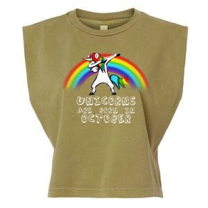 Unicorns Are Born In October Birthday Garment-Dyed Women's Muscle Tee