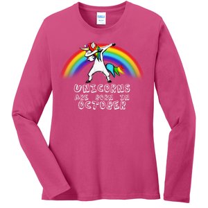 Unicorns Are Born In October Birthday Ladies Long Sleeve Shirt