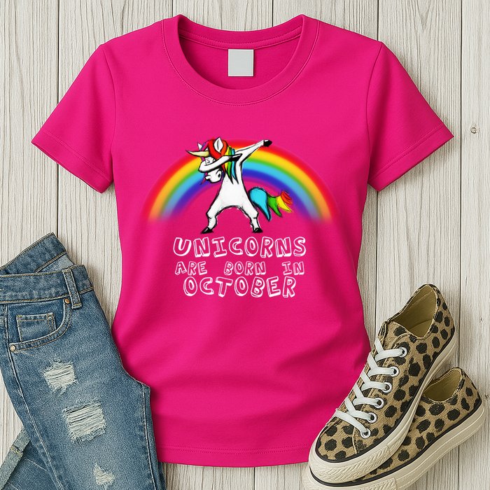 Unicorns Are Born In October Birthday Womens T-Shirt