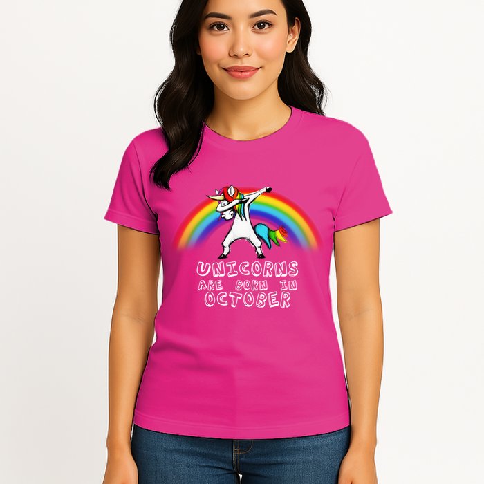 Unicorns Are Born In October Birthday Womens T-Shirt