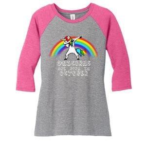 Unicorns Are Born In October Birthday Women's Tri-Blend 3/4-Sleeve Raglan Shirt