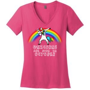 Unicorns Are Born In October Birthday Women's V-Neck T-Shirt