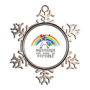 Unicorns Are Born In October Birthday Metallic Star Ornament