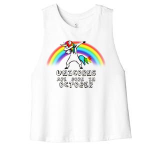 Unicorns Are Born In October Birthday Women's Racerback Cropped Tank