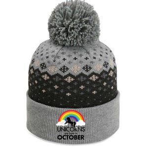 Unicorns Are Born In October Rainbow Retro The Baniff Cuffed Pom Beanie