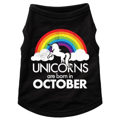 Unicorns Are Born In October Rainbow Retro Doggie Tank