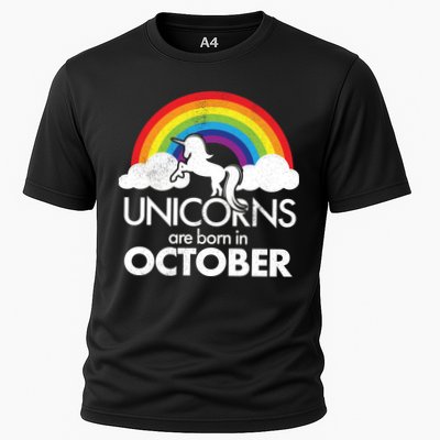 Unicorns Are Born In October Rainbow Retro Performance Shirt