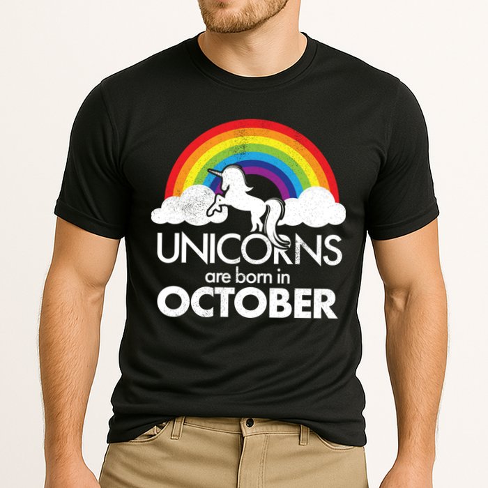 Unicorns Are Born In October Rainbow Retro Performance Shirt