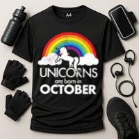 Unicorns Are Born In October Rainbow Retro Performance Shirt