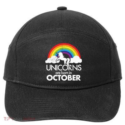 Unicorns Are Born In October Rainbow Retro 7-Panel Snapback Hat