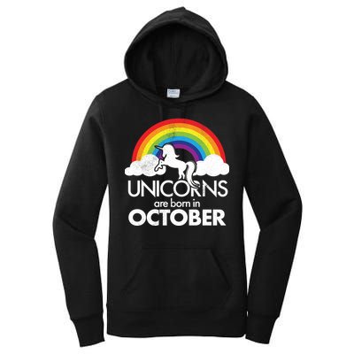Unicorns Are Born In October Rainbow Retro Women's Pullover Hoodie