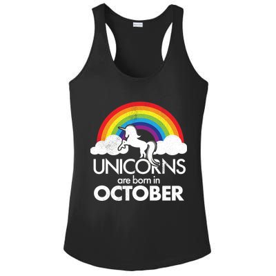 Unicorns Are Born In October Rainbow Retro Ladies PosiCharge Competitor Racerback Tank
