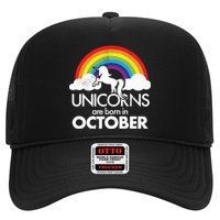 Unicorns Are Born In October Rainbow Retro Hat