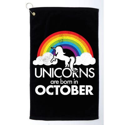 Unicorns Are Born In October Rainbow Retro Golf Towel