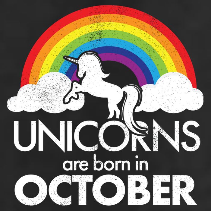 Unicorns Are Born In October Rainbow Retro Golf Towel