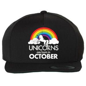 Unicorns Are Born In October Rainbow Retro Wool Snapback Cap