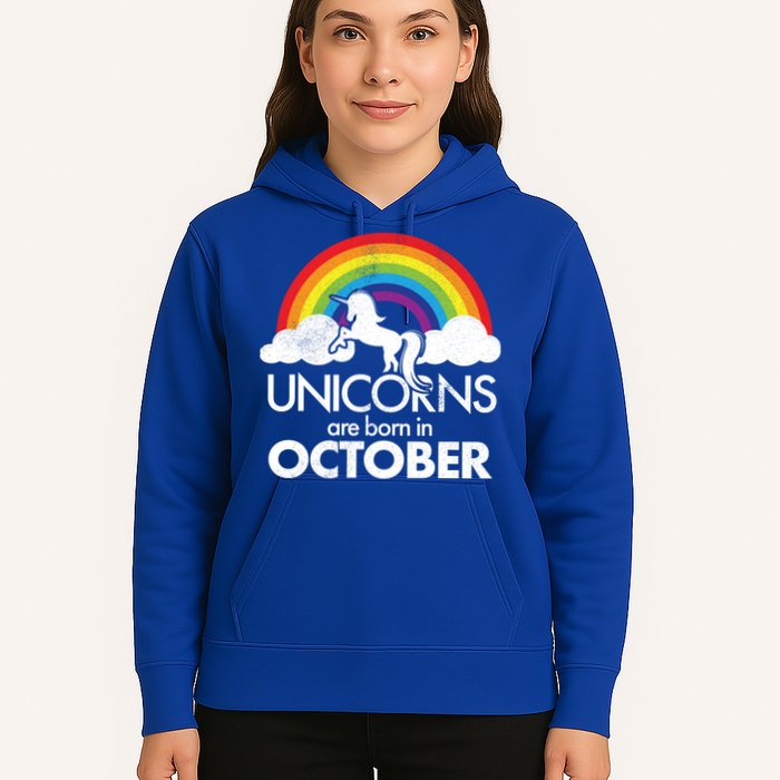 Unicorns Are Born In October Rainbow Retro Hoodie