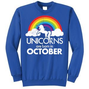 Unicorns Are Born In October Rainbow Retro Sweatshirt