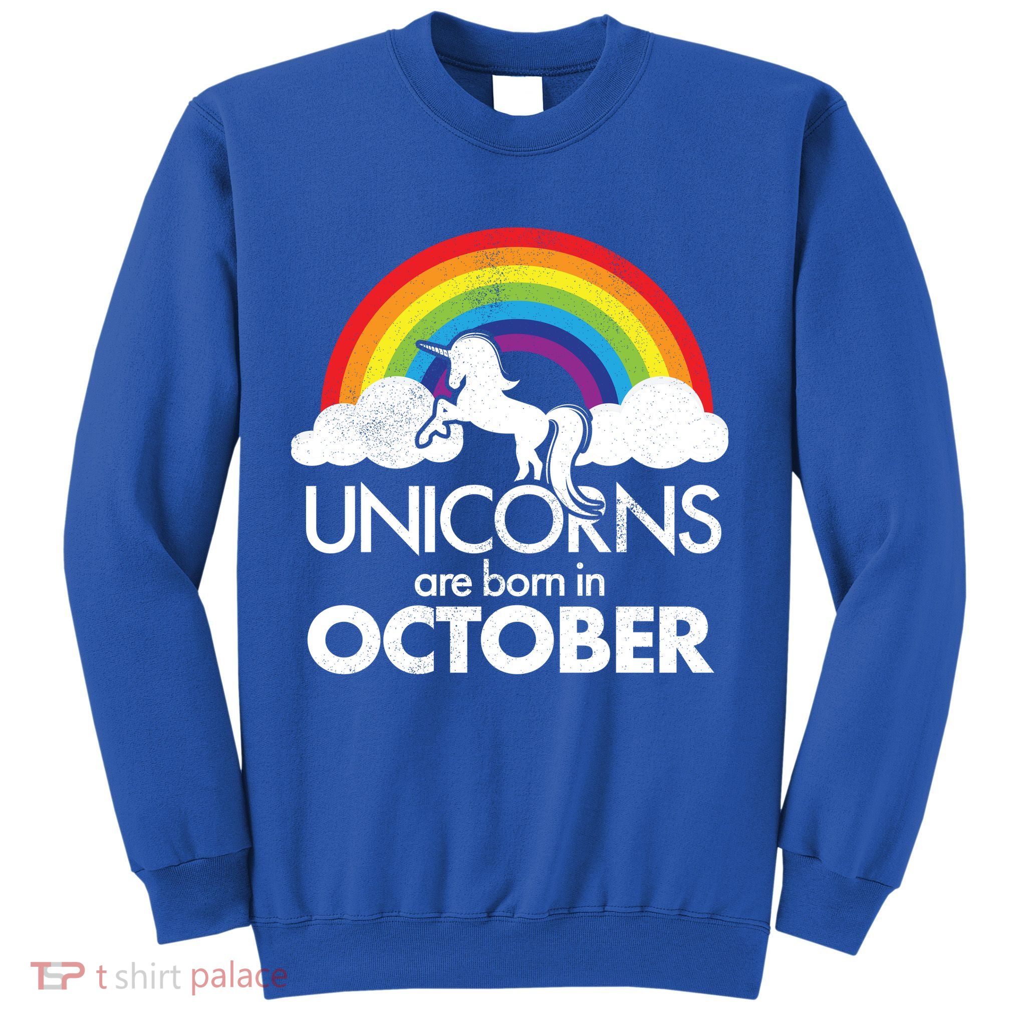 Unicorns Are Born In October Rainbow Retro Sweatshirt