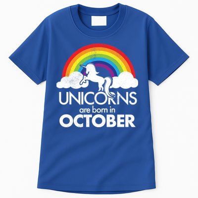 Unicorns Are Born In October Rainbow Retro Tall T-Shirt