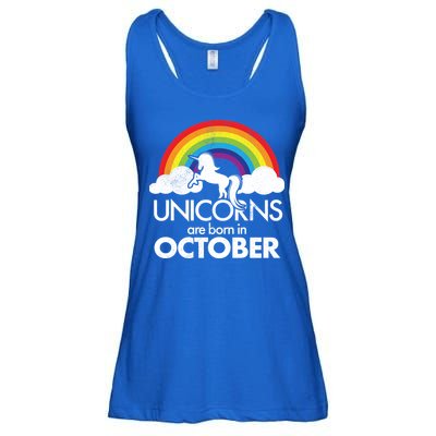 Unicorns Are Born In October Rainbow Retro Ladies Essential Flowy Tank