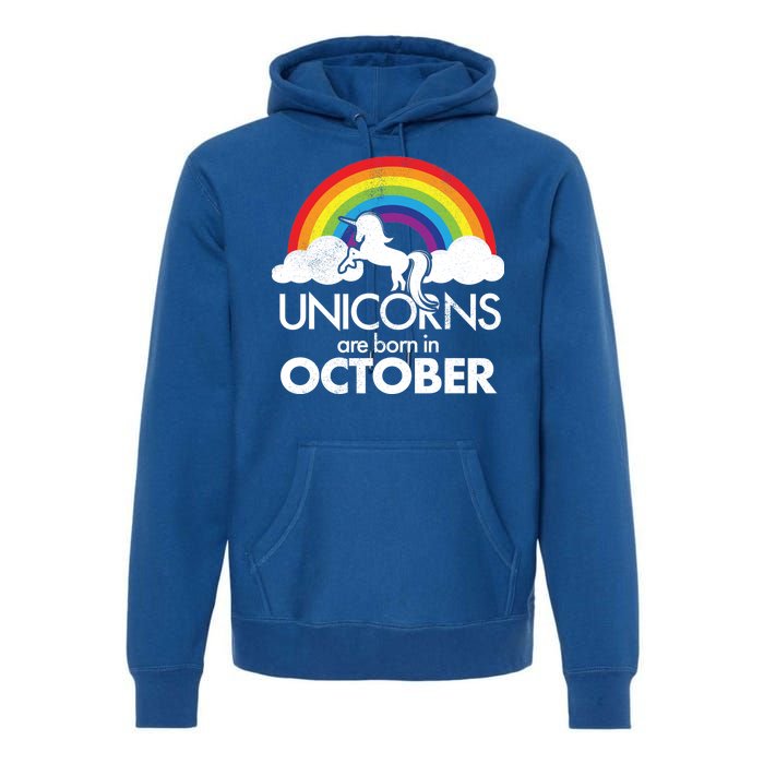 Unicorns Are Born In October Rainbow Retro Premium Hoodie