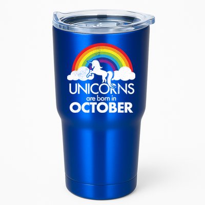 Unicorns Are Born In October Rainbow Retro Tumbler